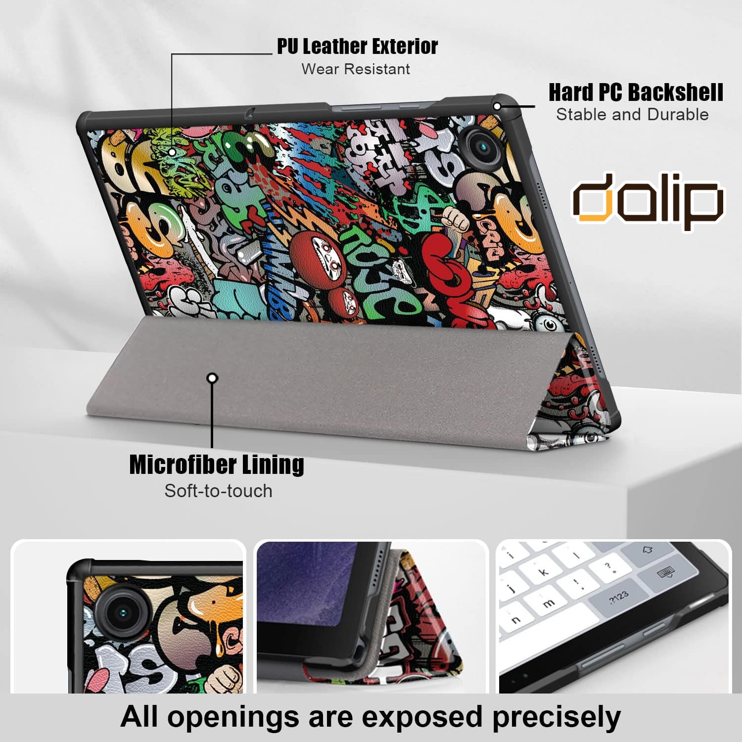 Husa pentru Samsung Galaxy Tab A8 10.5 inch, Dalip Flip Protect 360° Landscape View, Piele ecologica, Graffiti, Multicolor