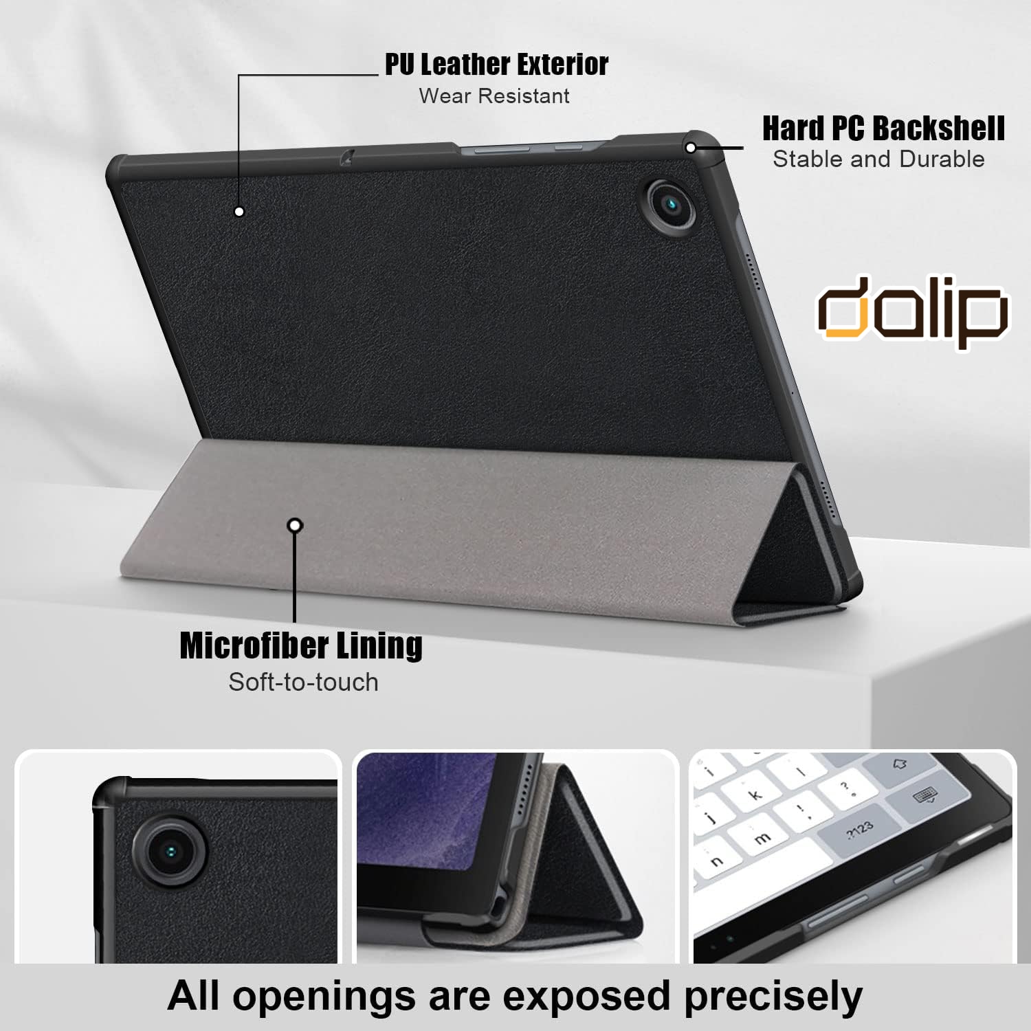 Husa pentru Samsung Galaxy Tab S7 Plus 12.4 inch, Dalip Flip Protect 360° Landscape View, Piele ecologica, Negru