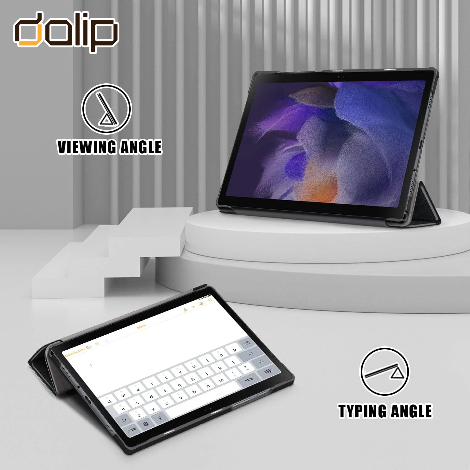 Husa pentru Samsung Galaxy Tab S7 Plus 12.4 inch, Dalip Flip Protect 360° Landscape View, Piele ecologica, Negru