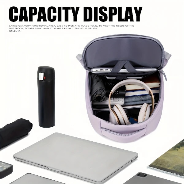 Rucsac laptop/ghiozdan din poliester, anti-furt, capacitate mare, compartimente multiple, cu fermoar si bretele reglabile, pentru laptop 16.1 inch (40.6 cm), Negru