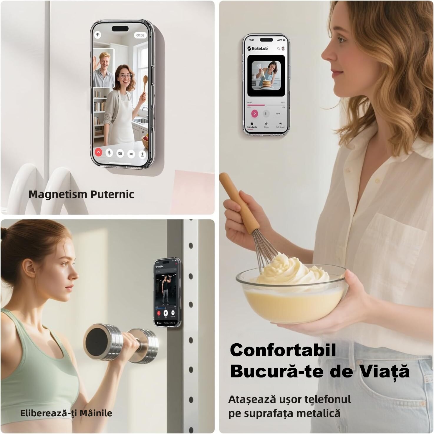 Husa pentru iPhone 17 Air cu suport Robust la 360° pentru Magsafe, MOGU, Buton de Captura Integrat pentru Controlul Camerei, Incarcare Wireless, Anti-ingalbenire, Protectie Militara Certificata, Rezistenta la Socuri, Transparenta