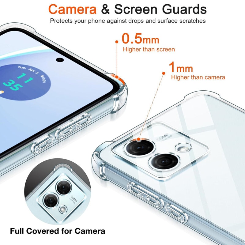 Husa Compatibila cu Motorola Moto G84 5G, Anti-Shock, Colturi Intarite, Grosime 1.5mm, Protectie Camere, Transparent, Atlas