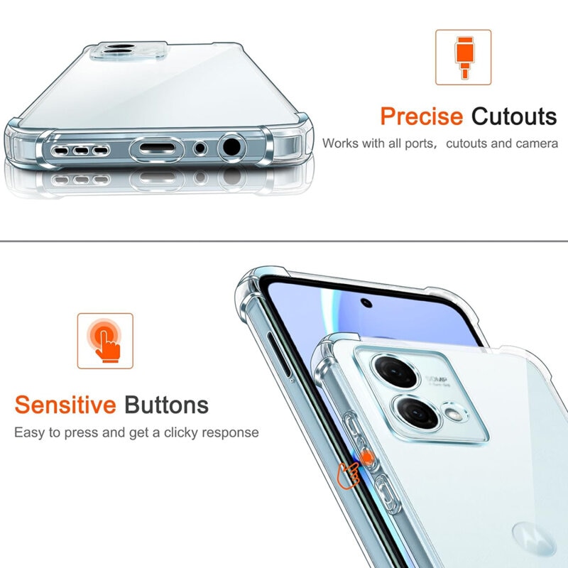Husa Compatibila cu Motorola Moto G84 5G, Anti-Shock, Colturi Intarite, Grosime 1.5mm, Protectie Camere, Transparent, Atlas