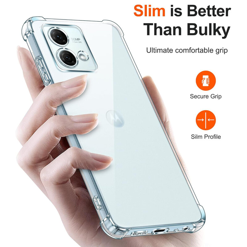 Husa Compatibila cu Motorola Moto G84 5G, Anti-Shock, Colturi Intarite, Grosime 1.5mm, Protectie Camere, Transparent, Atlas