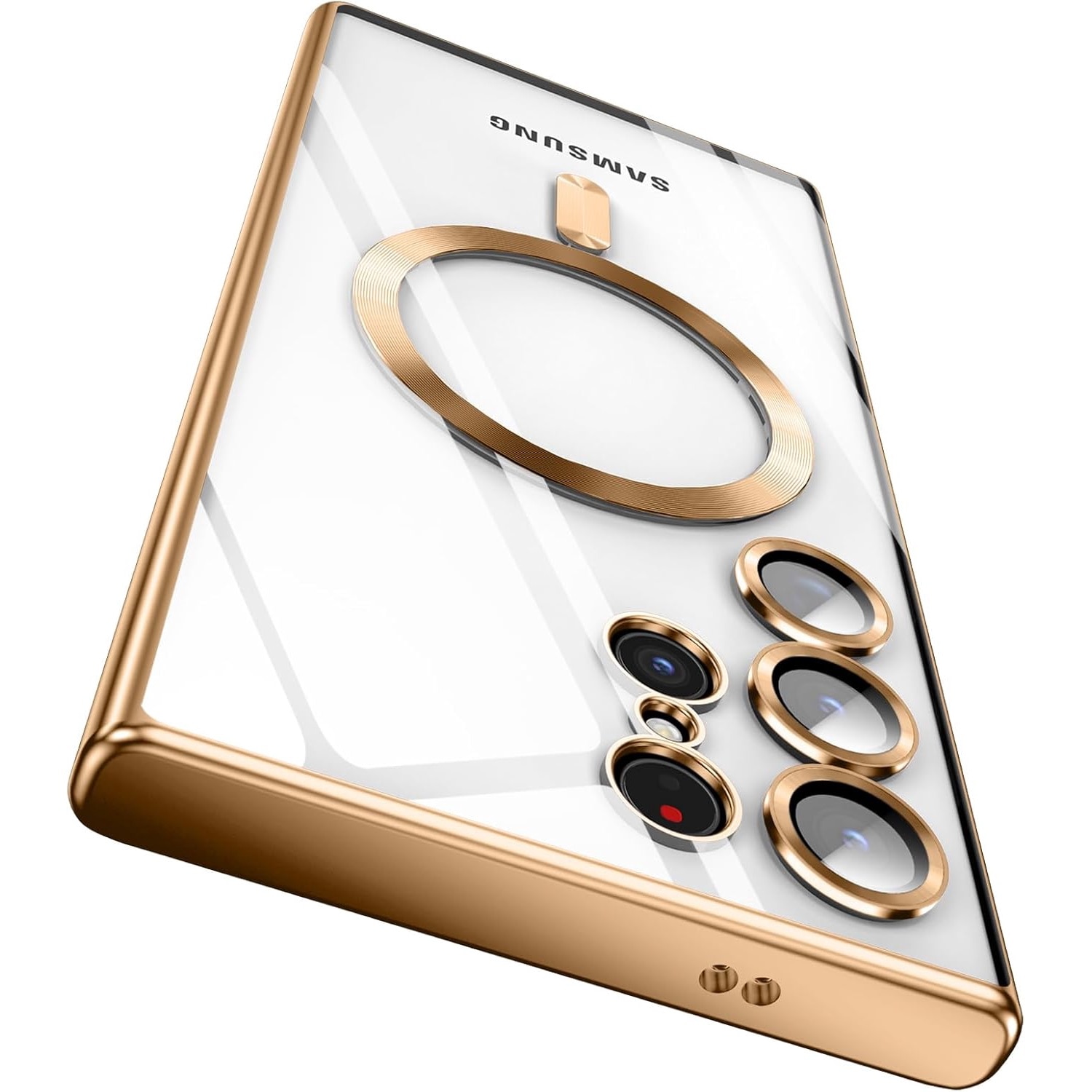 Husa compatibila cu Samsung Galaxy S26 Ultra, ALC MOBILE, pentru telefon mobil cu protectie pentru camera, Tehnologie MagSafe, rezistenta la socuri, contur Auriu