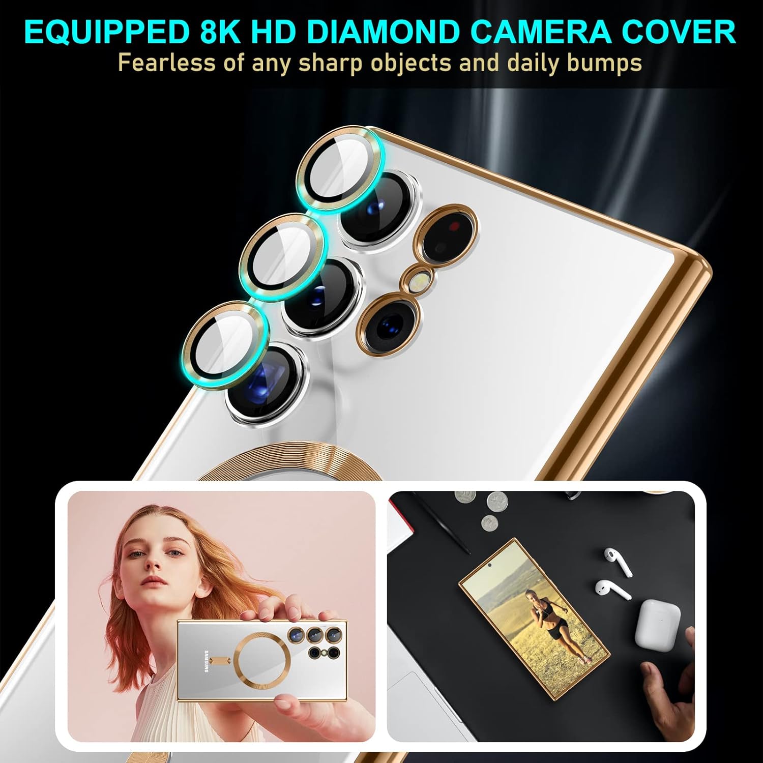 Husa compatibila cu Samsung Galaxy S26 Ultra, ALC MOBILE, pentru telefon mobil cu protectie pentru camera, Tehnologie MagSafe, rezistenta la socuri, contur Auriu