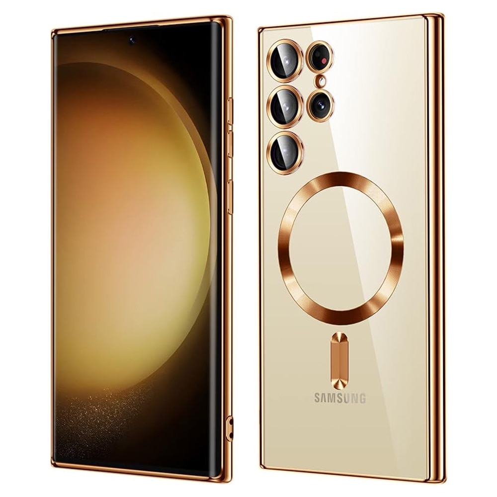 Husa compatibila cu Samsung Galaxy S26 Ultra, ALC MOBILE, pentru telefon mobil cu protectie pentru camera, Tehnologie MagSafe, rezistenta la socuri, contur Auriu