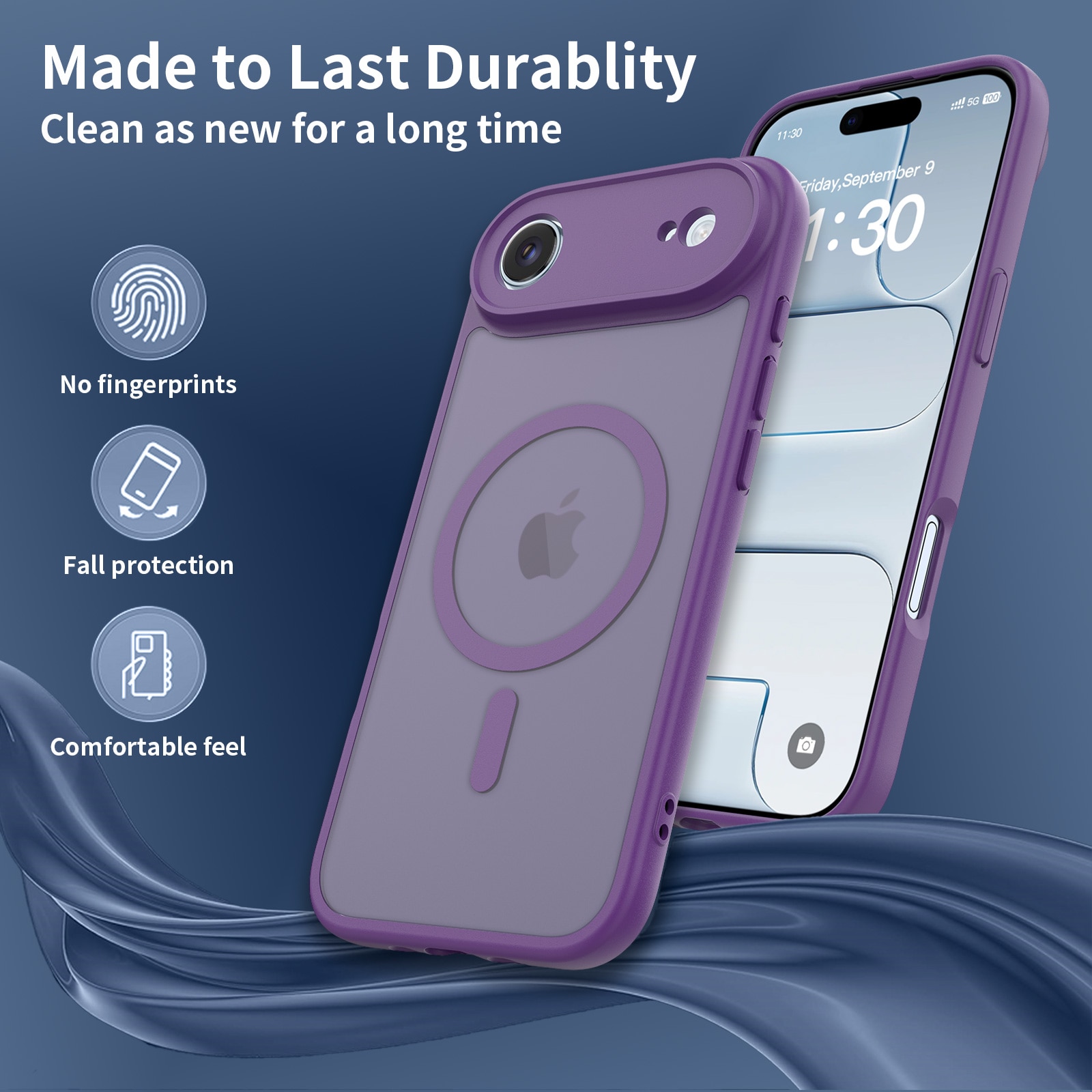Husa de protectie pentru iPhone 17 Air, Omelivon, MagSafe, Protectie completa, Anti-Soc, Decupaje Precise, Incarcare Wireless, Violet inchis