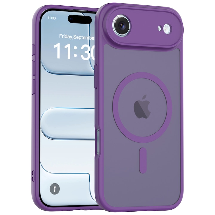 Husa de protectie pentru iPhone 17 Air, Omelivon, MagSafe, Protectie completa, Anti-Soc, Decupaje Precise, Incarcare Wireless, Violet inchis
