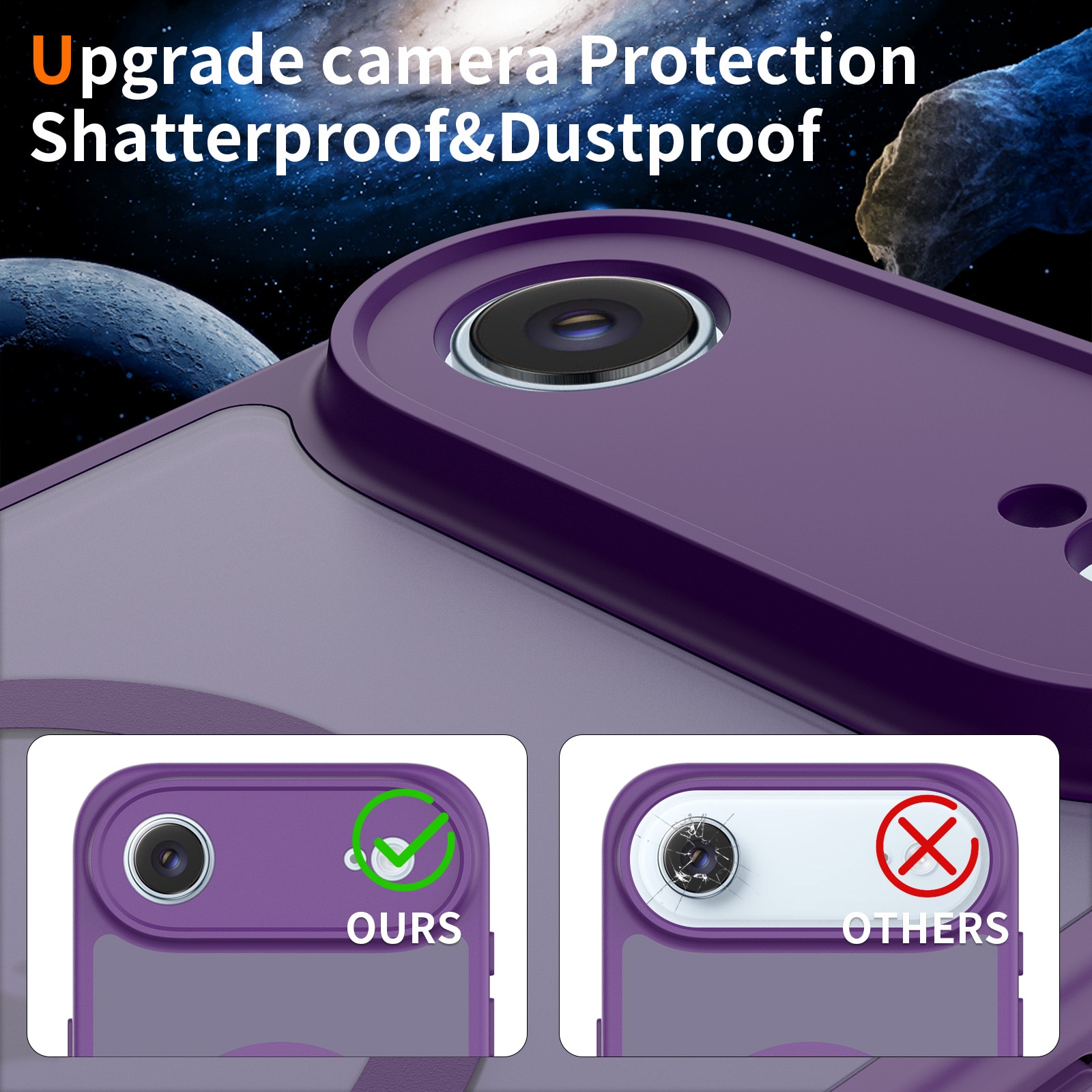Husa de protectie pentru iPhone 17 Air, Omelivon, MagSafe, Protectie completa, Anti-Soc, Decupaje Precise, Incarcare Wireless, Violet inchis