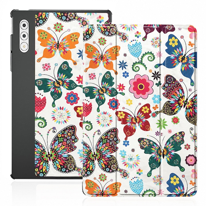 Husa pentru Lenovo Yoga Tab Plus 12.7 Lightweight Slim, tip stand, functie sleep/wake-up si inchidere magnetica, protectie 360 - Butterfly