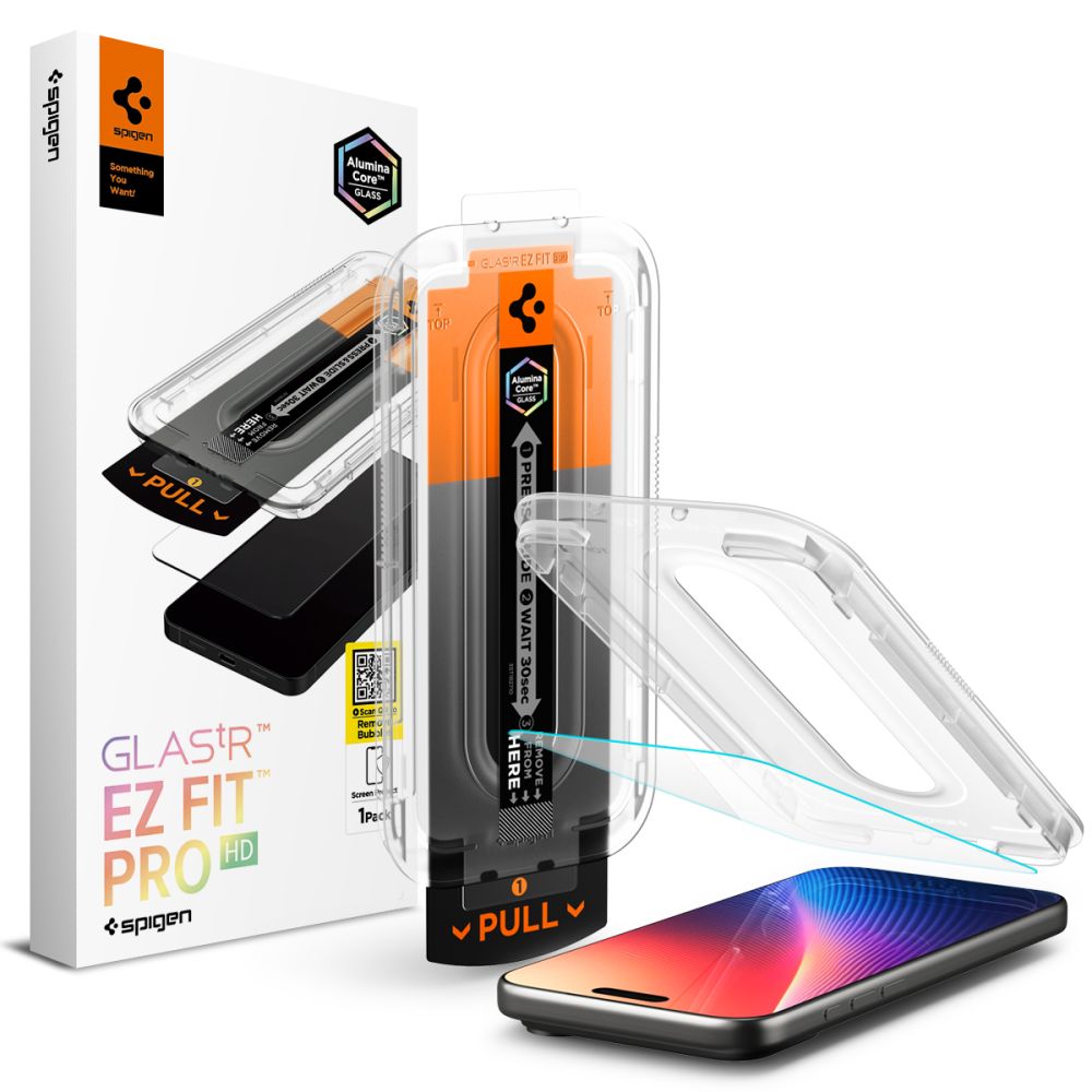 Folie de sticlă compatibilă cu iPhone 17 - Spigen Glas.TR "EZ FIT" - folie de sticlă pentru protecția ecranului + ajutor pentru aplicare