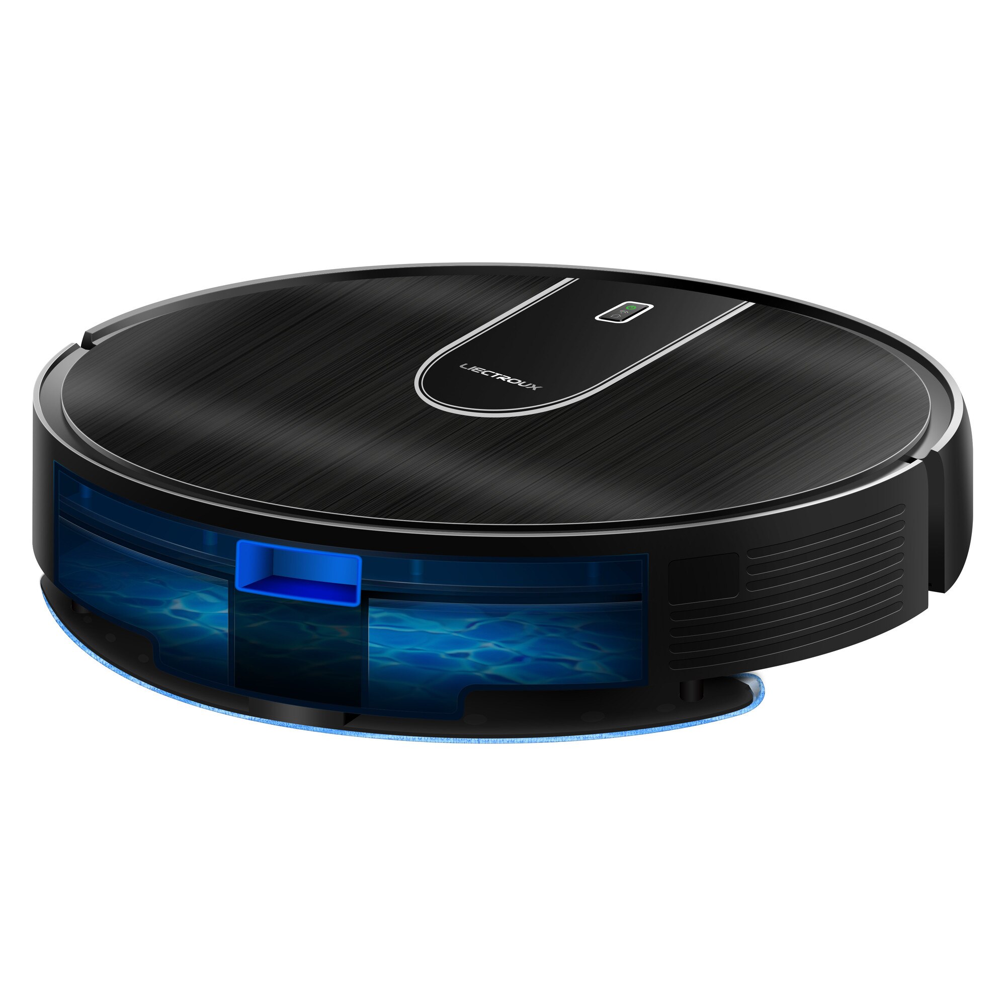 Aspirator robot Liectroux N7S-U 2 in 1, Aspirare si Spalare, 4000 Pa, Navigatie Giroscopica cu Harta 2D, Wi-Fi Tuya, Alexa si Google Assistant, Baterie 4400 mAh, Rezervor Apa Electric, Filtru HEPA, Negru