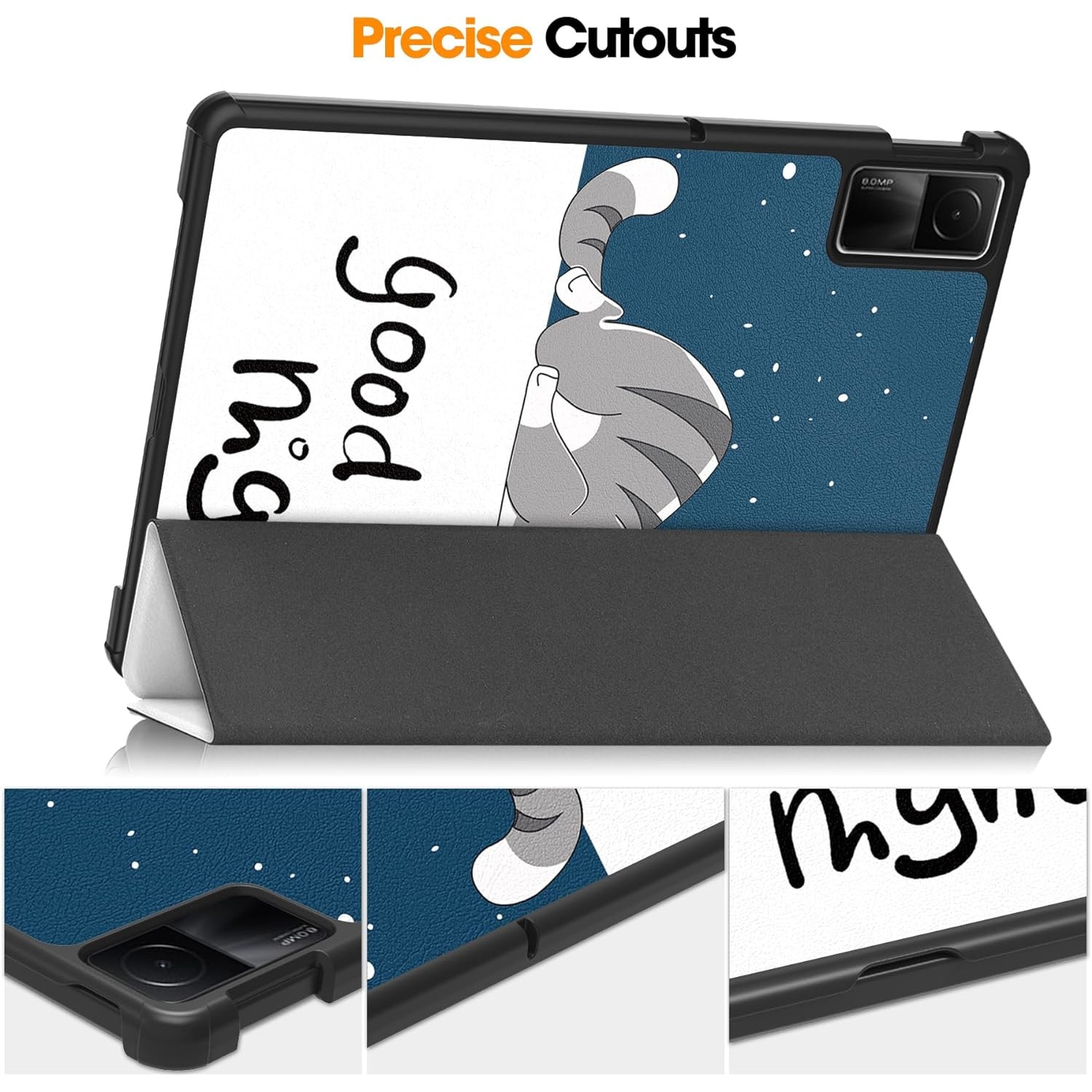 Husa protectie tableta, Piele ecologica, Compatibila cu Xiaomi Redmi Pad SE 11", Albastru/Alb
