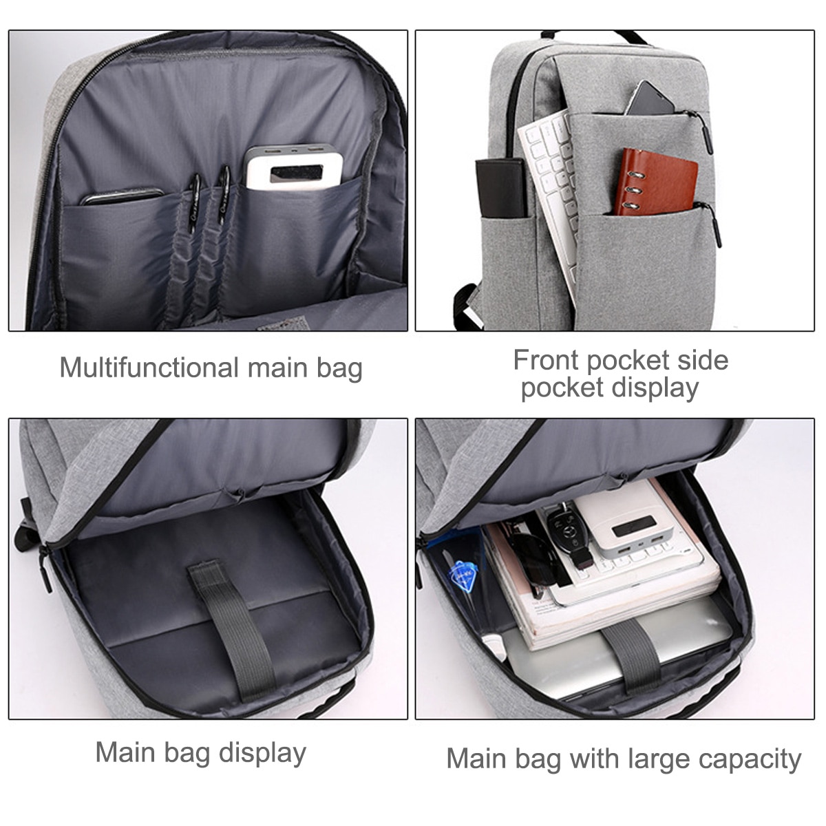 Rucsac pentru laptop, rucsac de afaceri pentru laptopuri, rucsac scolar cu port de incarcare USB pentru serviciu, drumetii, calatorii, camping, pentru barbati (negru)