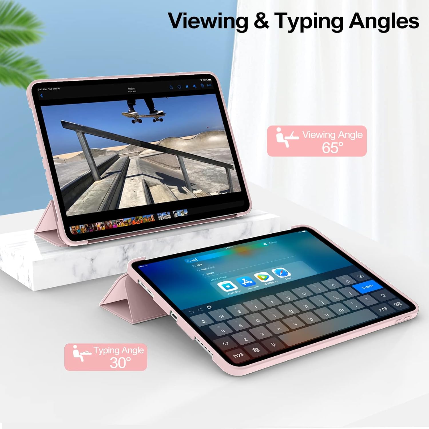 Husa Ultra Slim pentru tableta Apple iPad Air 13 (2024), TPU Smart Cover - Roz