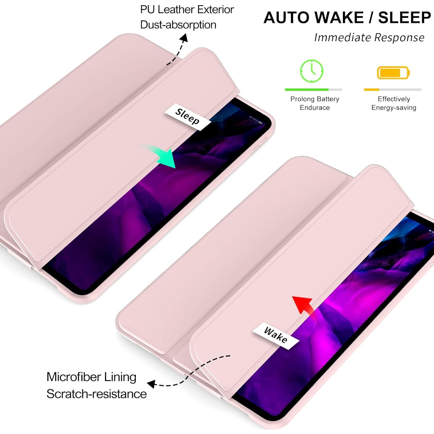 Husa Ultra Slim pentru tableta Apple iPad Air 13 (2024), TPU Smart Cover - Roz