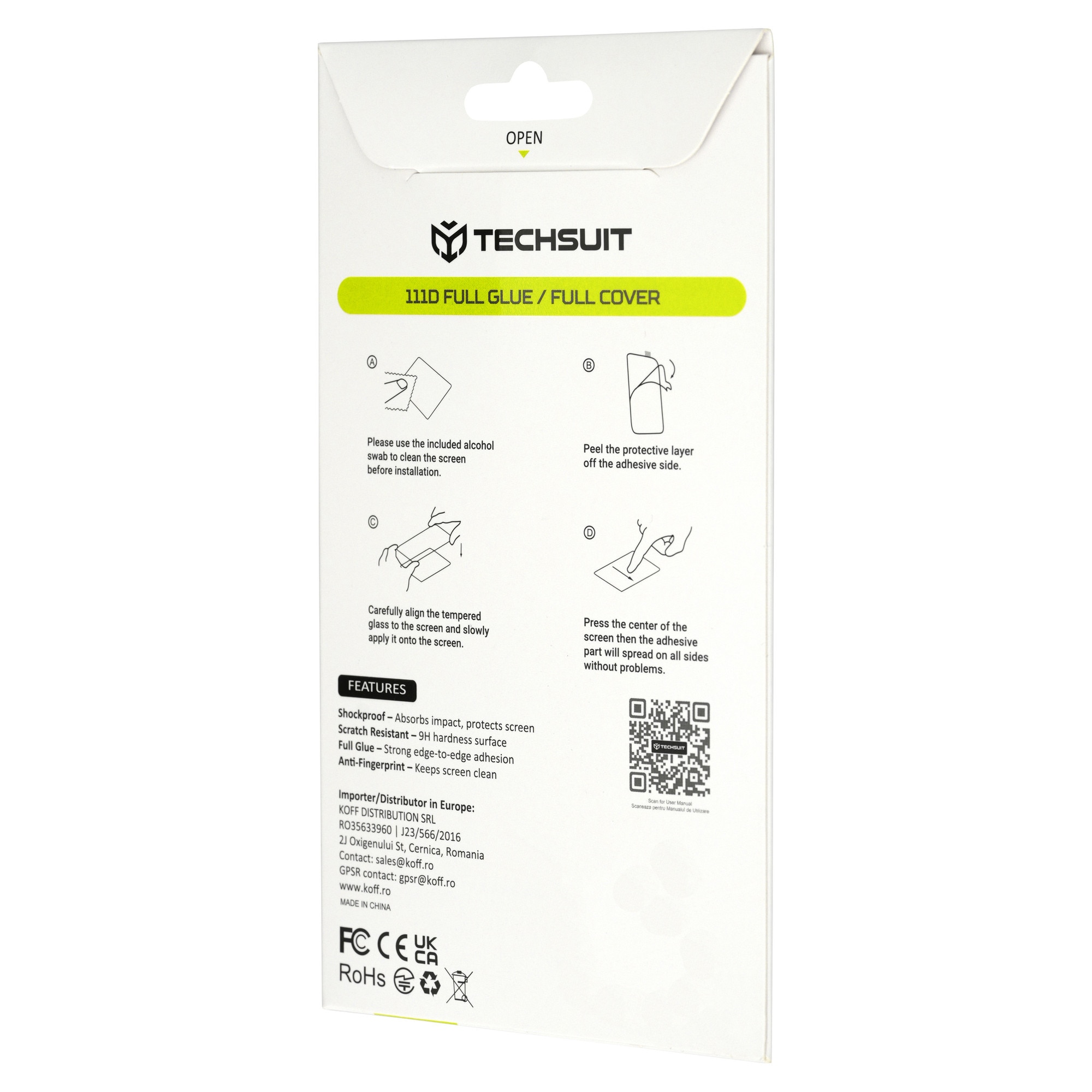 Folie pentru Realme 16 5G - Techsuit 111D Full Cover / Full Glue Glass - Black