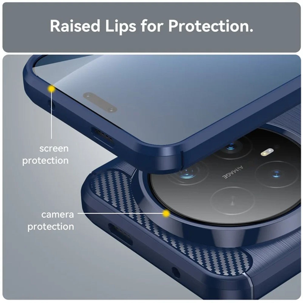 Husa pentru Honor Magic8 Pro, SKYDDAR INNOVATION, Carbon Silicone, din Silicon Slim, cu textura Fibra Carbon, set cu sticker, Albastru