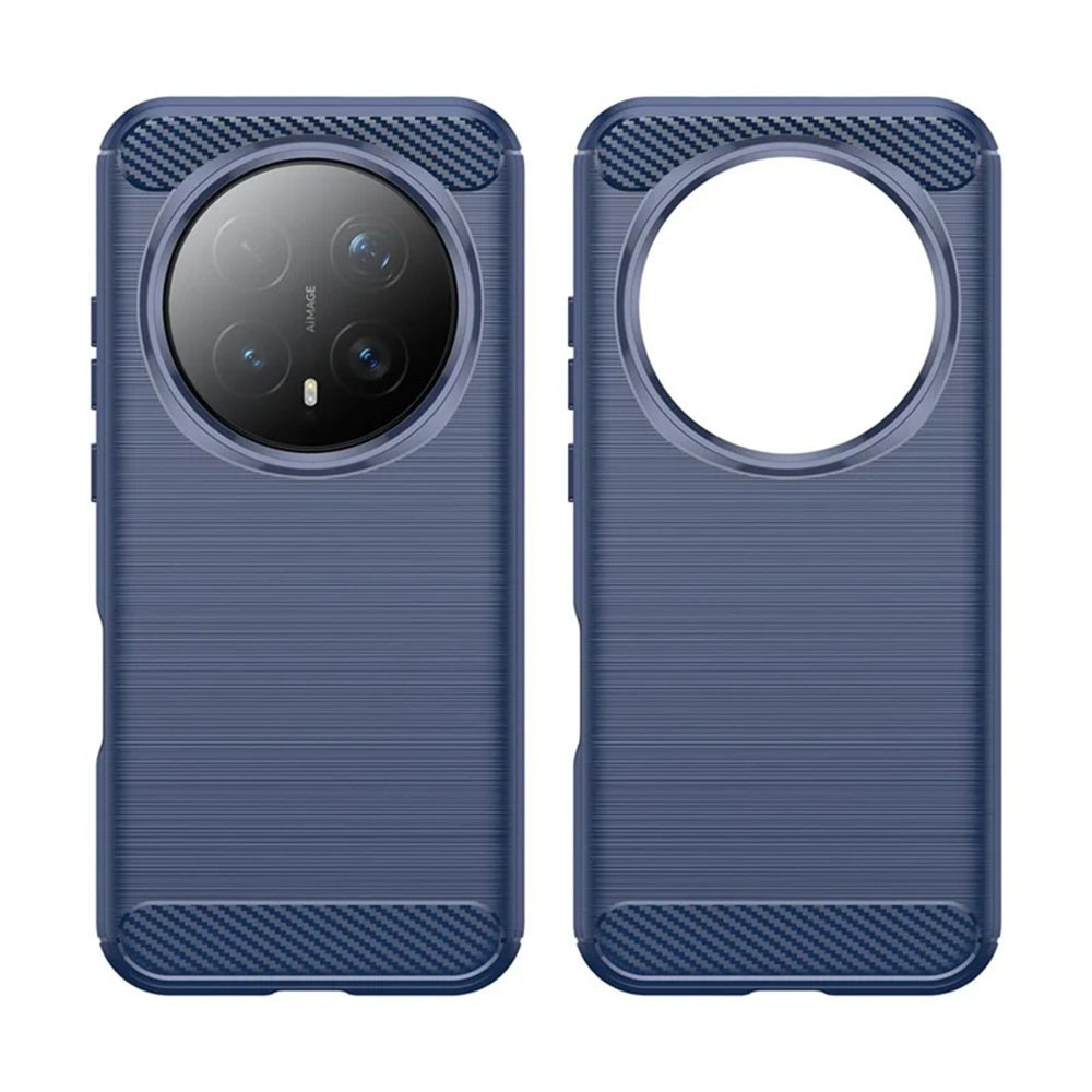 Husa pentru Honor Magic8 Pro, SKYDDAR INNOVATION, Carbon Silicone, din Silicon Slim, cu textura Fibra Carbon, set cu sticker, Albastru