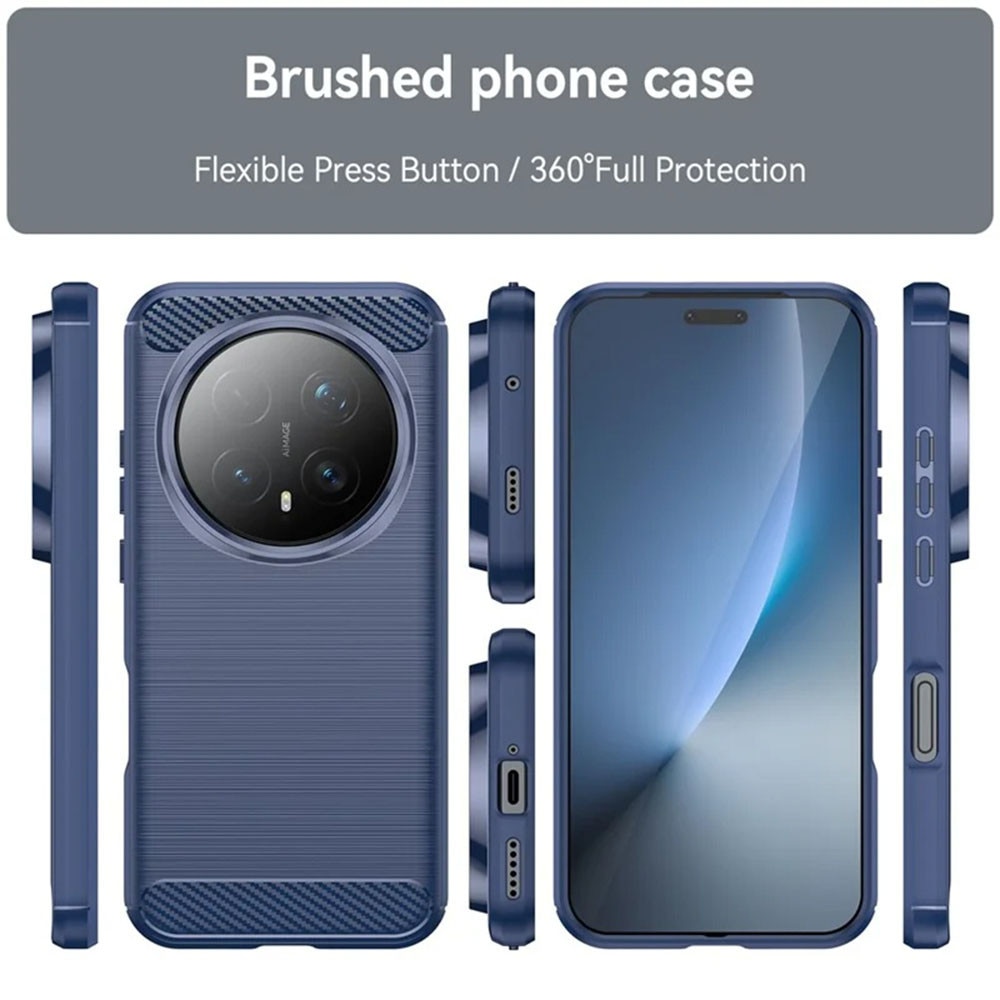Husa pentru Honor Magic8 Pro, SKYDDAR INNOVATION, Carbon Silicone, din Silicon Slim, cu textura Fibra Carbon, set cu sticker, Albastru