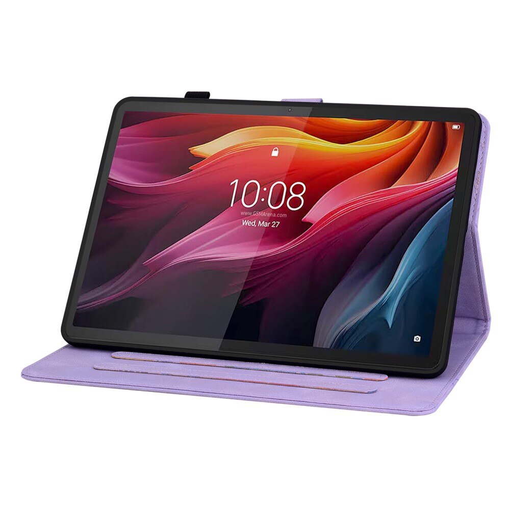 Husa tableta XGSM pentru Lenovo Tab K11 Plus, violet, cu motiv floral, cu suport si buzunare pentru carduri