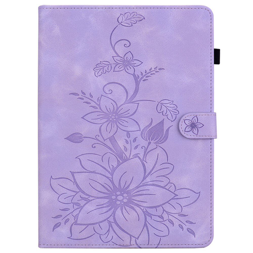 Husa tableta XGSM pentru Lenovo Tab K11 Plus, violet, cu motiv floral, cu suport si buzunare pentru carduri