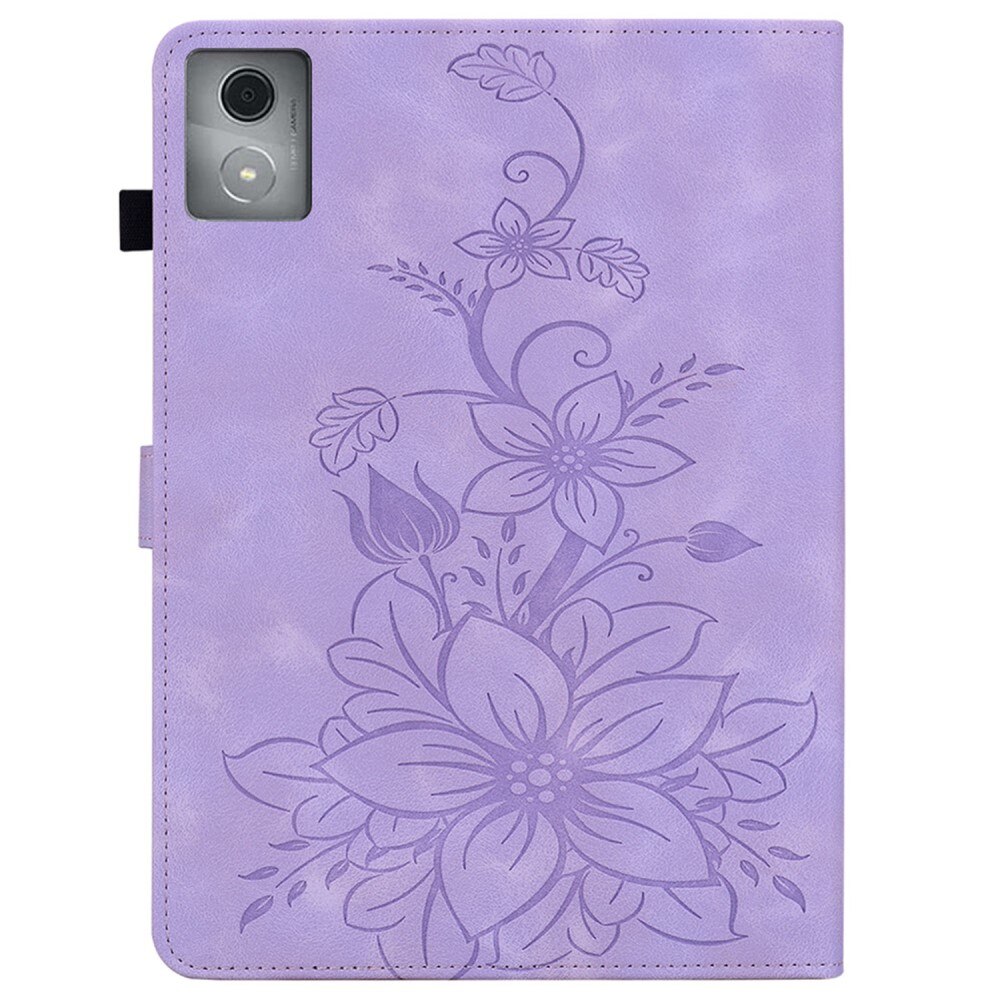 Husa tableta XGSM pentru Lenovo Tab K11 Plus, violet, cu motiv floral, cu suport si buzunare pentru carduri