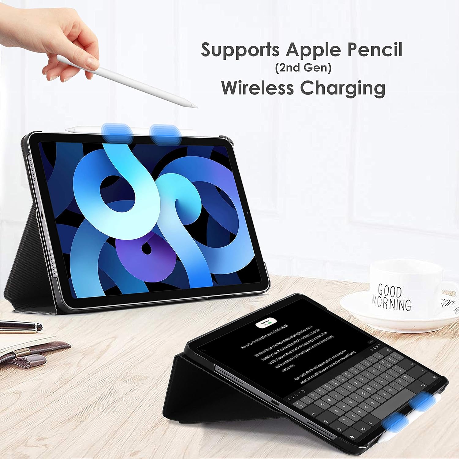 Husa tableta, roz, pliabila, 24.76x17.85x0.61cm, pentru iPad Air 4/5 generatie