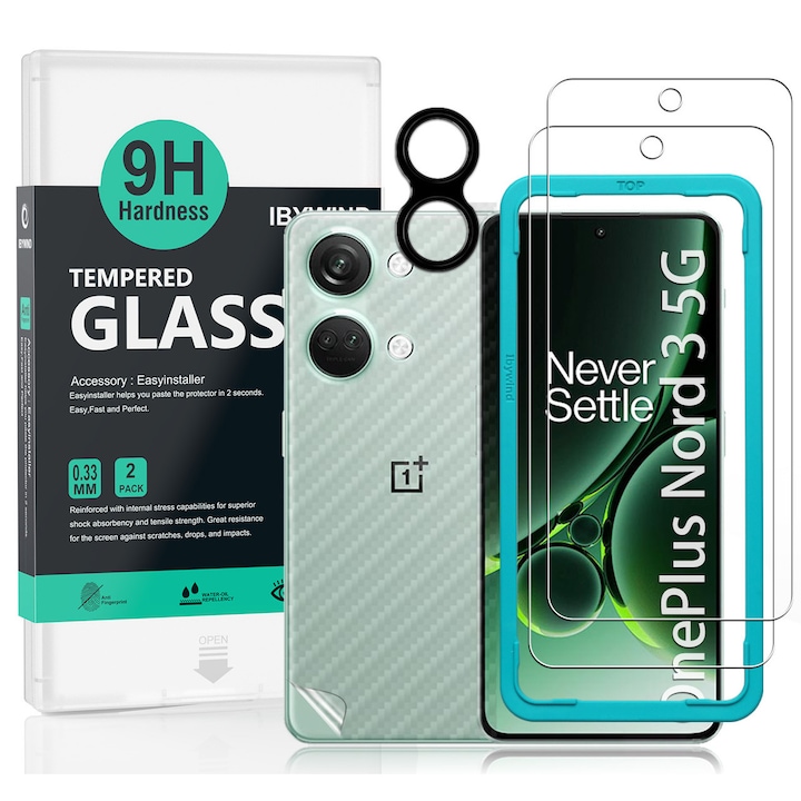 Folie Sticla Ibywind pentru OnePlus Nord 3 5G, Pachet 2, Sticla Securizata, protectie pentru obiectiv, Montaj Usor, Duritate Militara, Ultra HD, Anti Zgarieturi, Anti Socuri
