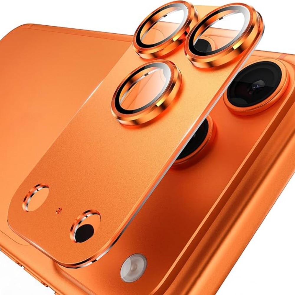 Folie Protectie Camera compatibila cu iPhone 17 Pro Max, Full Cover, Protectie Profesionala, Sticla temperata 9H, Ultra HD, Anti Amprente, Anti Zgarieturi, Anti Socuri, Portocaliu