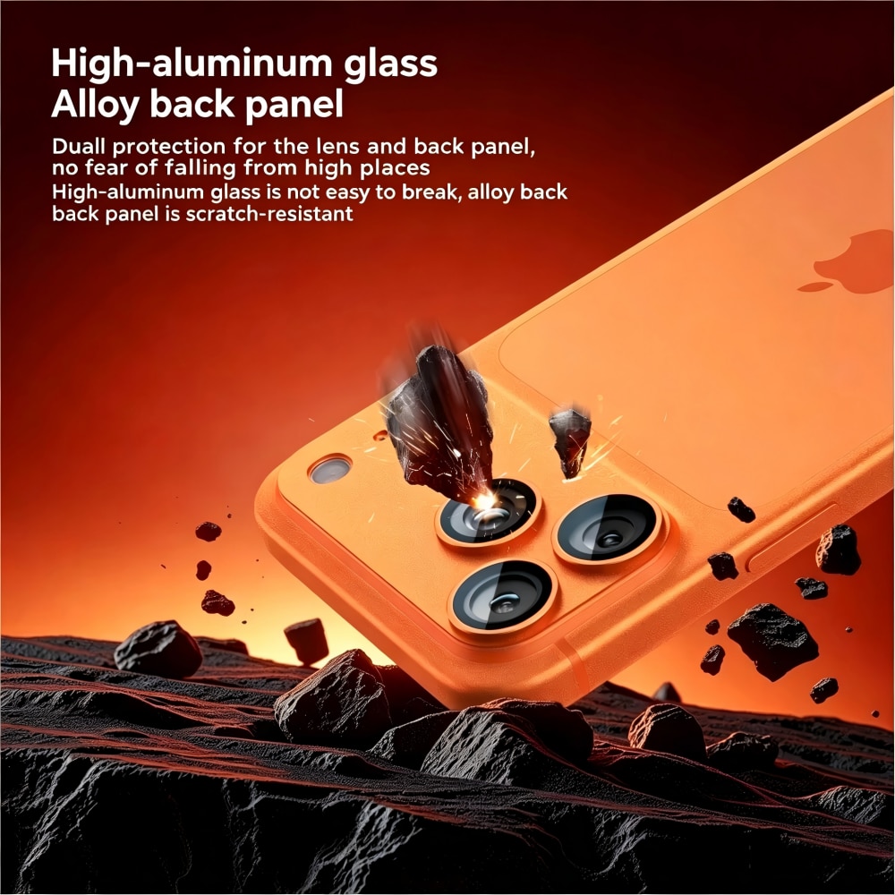 Folie Protectie Camera compatibila cu iPhone 17 Pro Max, Full Cover, Protectie Profesionala, Sticla temperata 9H, Ultra HD, Anti Amprente, Anti Zgarieturi, Anti Socuri, Portocaliu
