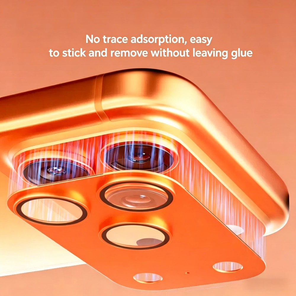 Folie Protectie Camera compatibila cu iPhone 17 Pro Max, Full Cover, Protectie Profesionala, Sticla temperata 9H, Ultra HD, Anti Amprente, Anti Zgarieturi, Anti Socuri, Portocaliu