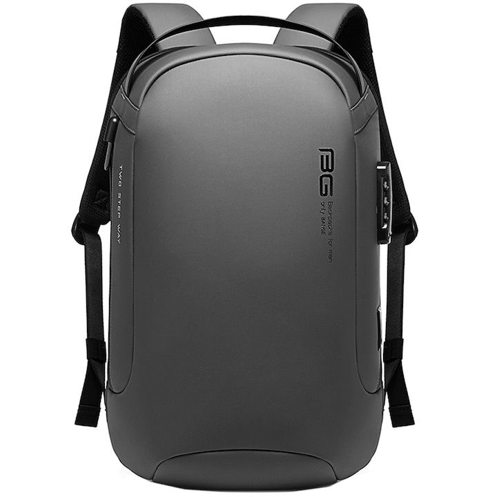 Rucsac laptop 15.6 inch, port USB, si USB-C, lacat TSA, rezistent la apa, buzunar antifurt, sistem fixare pe valiza, potrivit pentru calatorii BANGE, BG7225GY, Gri