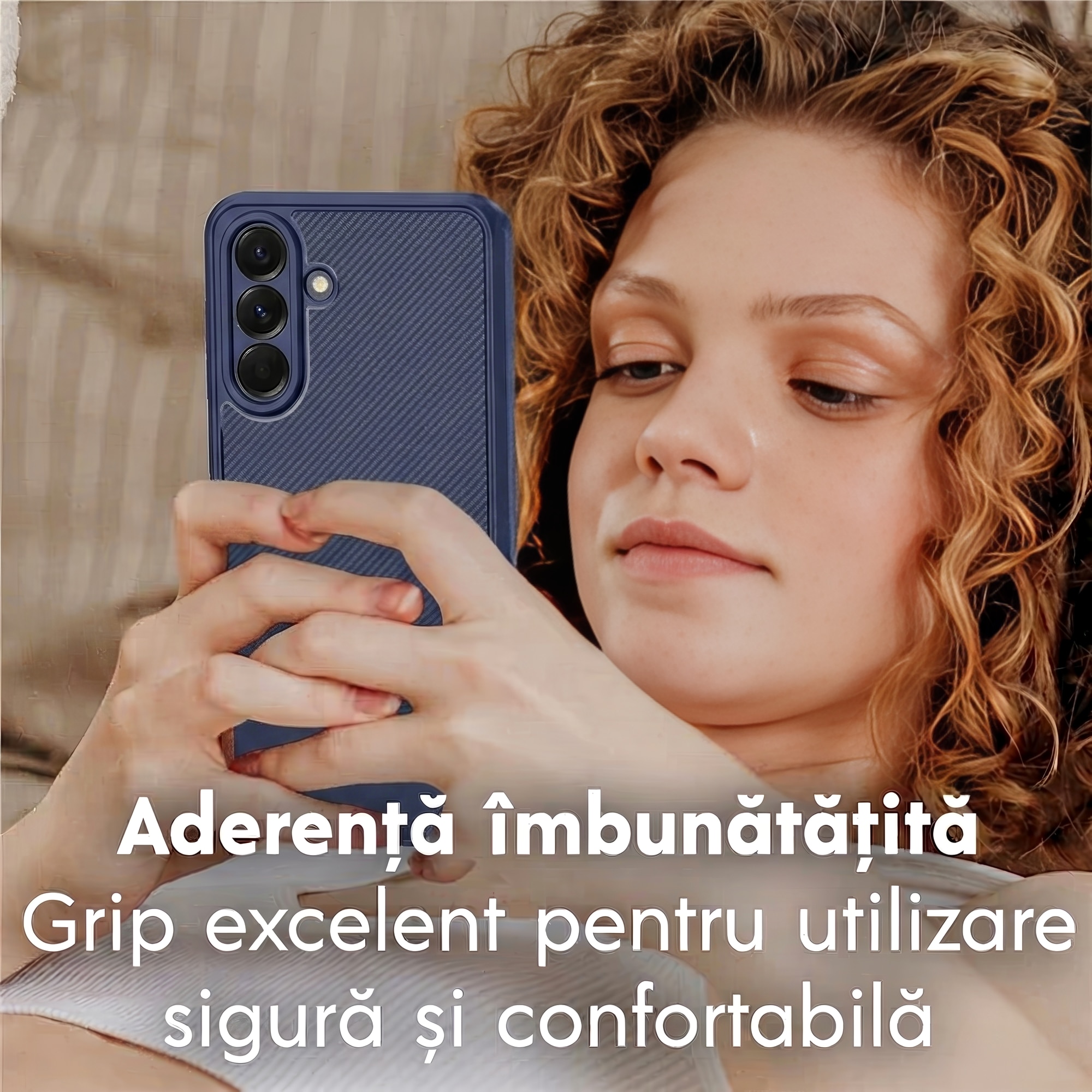 Husa pentru Samsung A57 5G Daden Carbon Flexibila Antisoc, Protectie Premium, Camera si ecran protejat, Hybrid Antisoc, Albastru