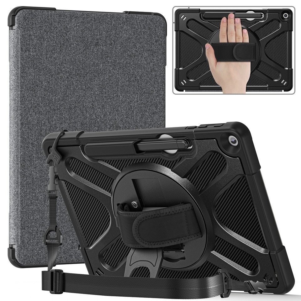 Husa tableta, 360° rotativa, TPU+PC, pentru Microsoft Surface Pro 12" (2025), cu suport pentru stilou, neagra