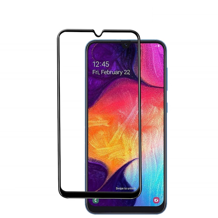 Folie protectie din sticla compatibila cu Samsung Galaxy A13 4G, cu lipici pe tot ecranul (Full Glue), acopera tot ecranul (Case Friendly), PlanetPhone