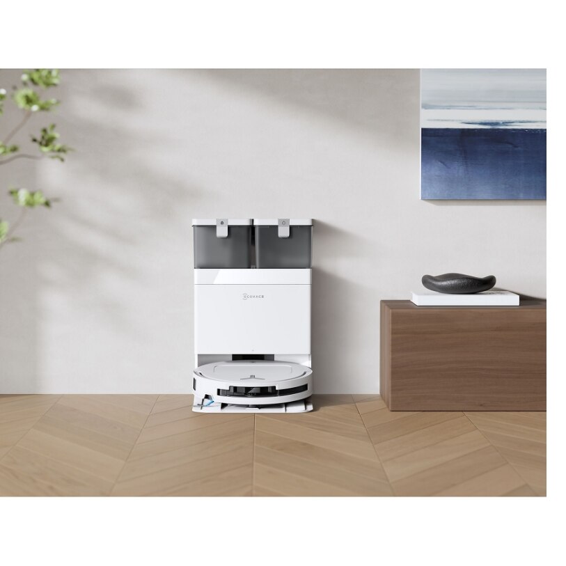 Aspirator robot Ecovacs DEEBOT T50 OMNI G3, 25000Pa, 75 W, Recipient praf 0.26 L, TruEdge 2.0, OZMO Turbo, Atuonomie 198 minute, Rezervor 70 ml, Evitare obstacole cu AI Alb