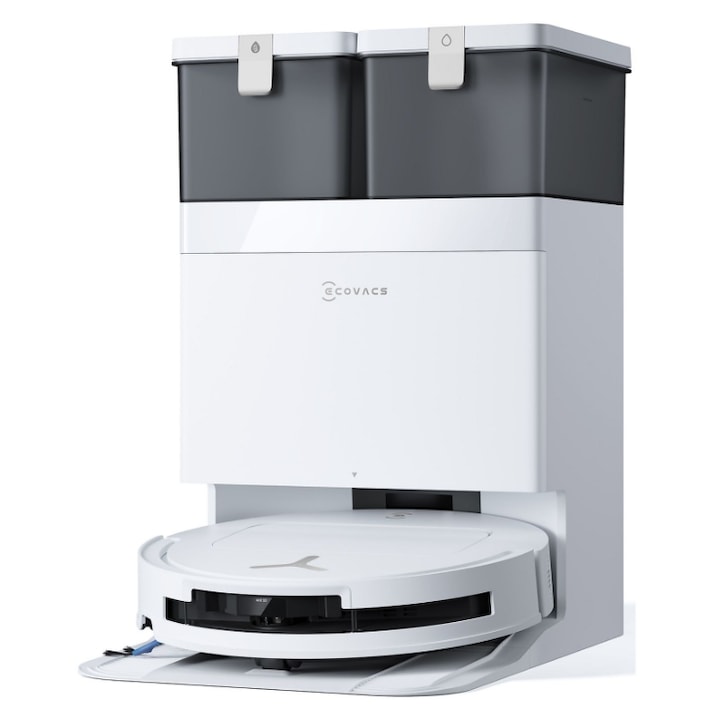 Aspirator robot Ecovacs DEEBOT T50 OMNI G3, 25000Pa, 75 W, Recipient praf 0.26 L, TruEdge 2.0, OZMO Turbo, Atuonomie 198 minute, Rezervor 70 ml, Evitare obstacole cu AI Alb
