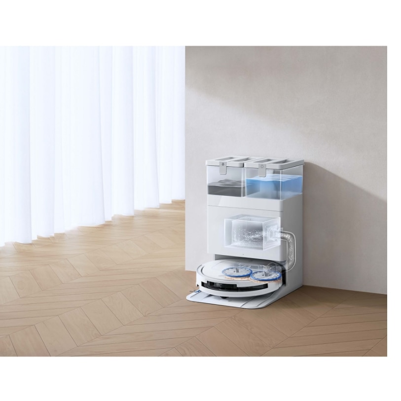 Aspirator robot Ecovacs DEEBOT T50 OMNI G3, 25000Pa, 75 W, Recipient praf 0.26 L, TruEdge 2.0, OZMO Turbo, Atuonomie 198 minute, Rezervor 70 ml, Evitare obstacole cu AI Alb