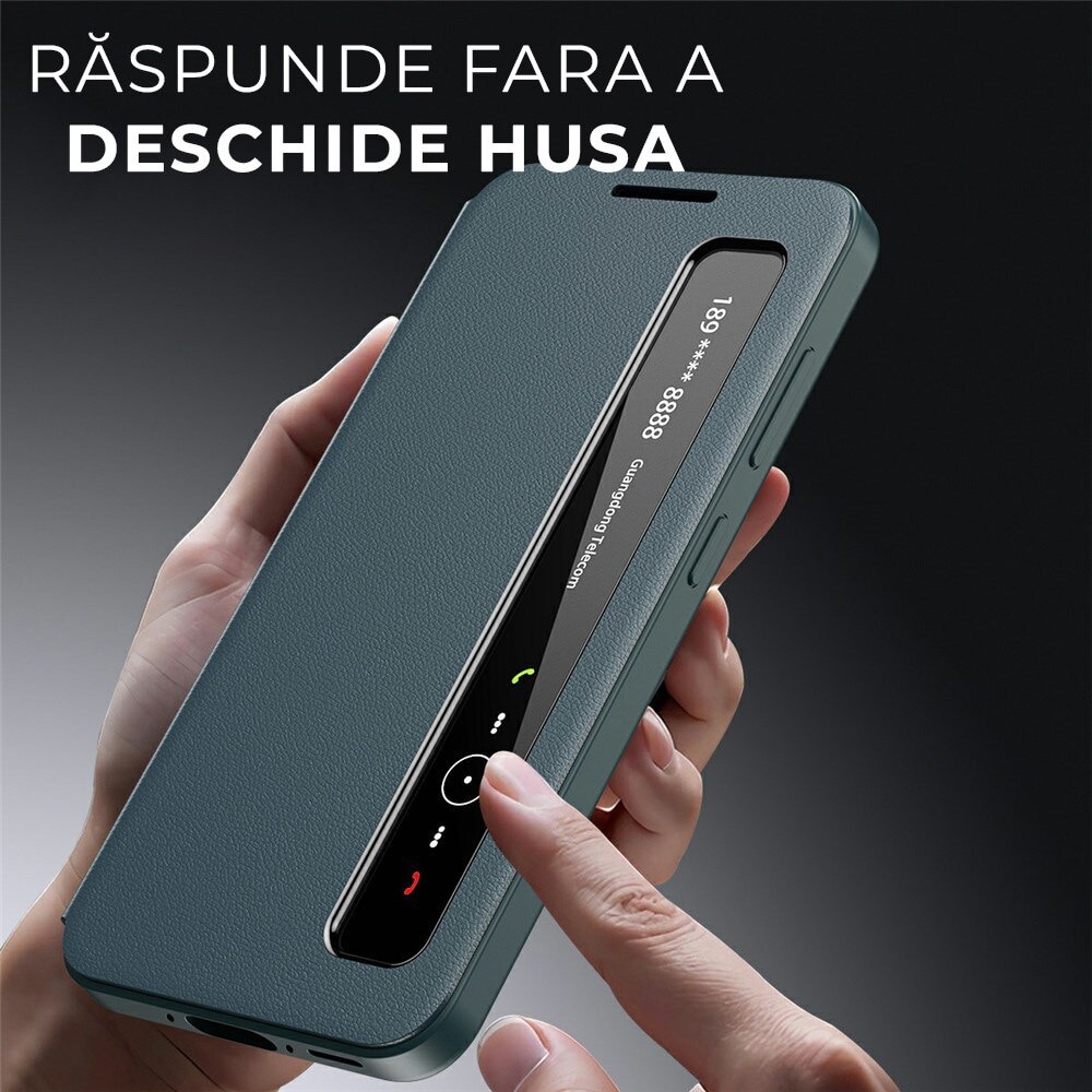 Husa pentru Samsung Galaxy S26 Ultra Smart View din piele, Raspuns apel fara deschidere, Protectie 360°, Inchidere Magnetica, Protectie Sporita, Verde