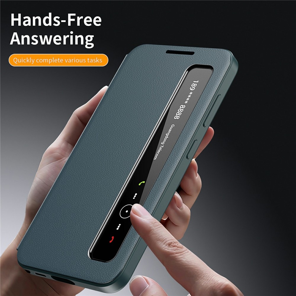 Husa pentru Samsung Galaxy S26 Ultra Smart View din piele, Raspuns apel fara deschidere, Protectie 360°, Inchidere Magnetica, Protectie Sporita, Verde