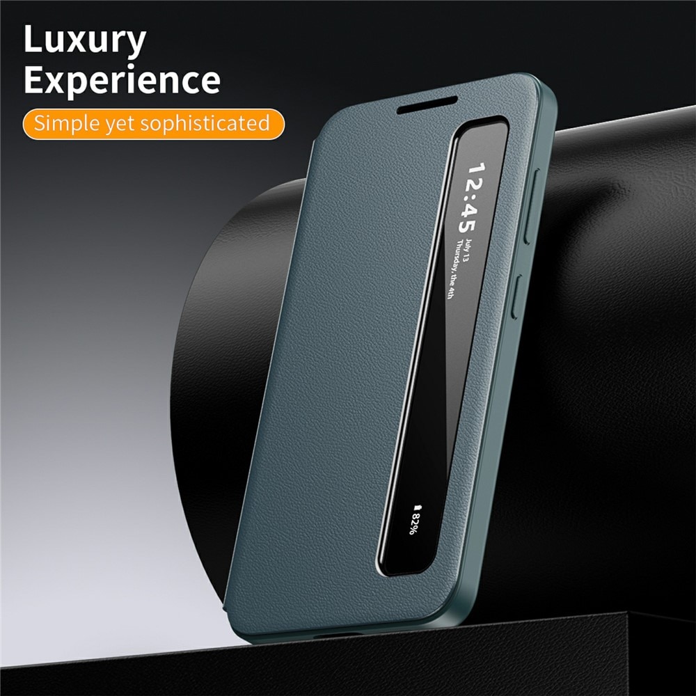 Husa pentru Samsung Galaxy S26 Ultra Smart View din piele, Raspuns apel fara deschidere, Protectie 360°, Inchidere Magnetica, Protectie Sporita, Verde