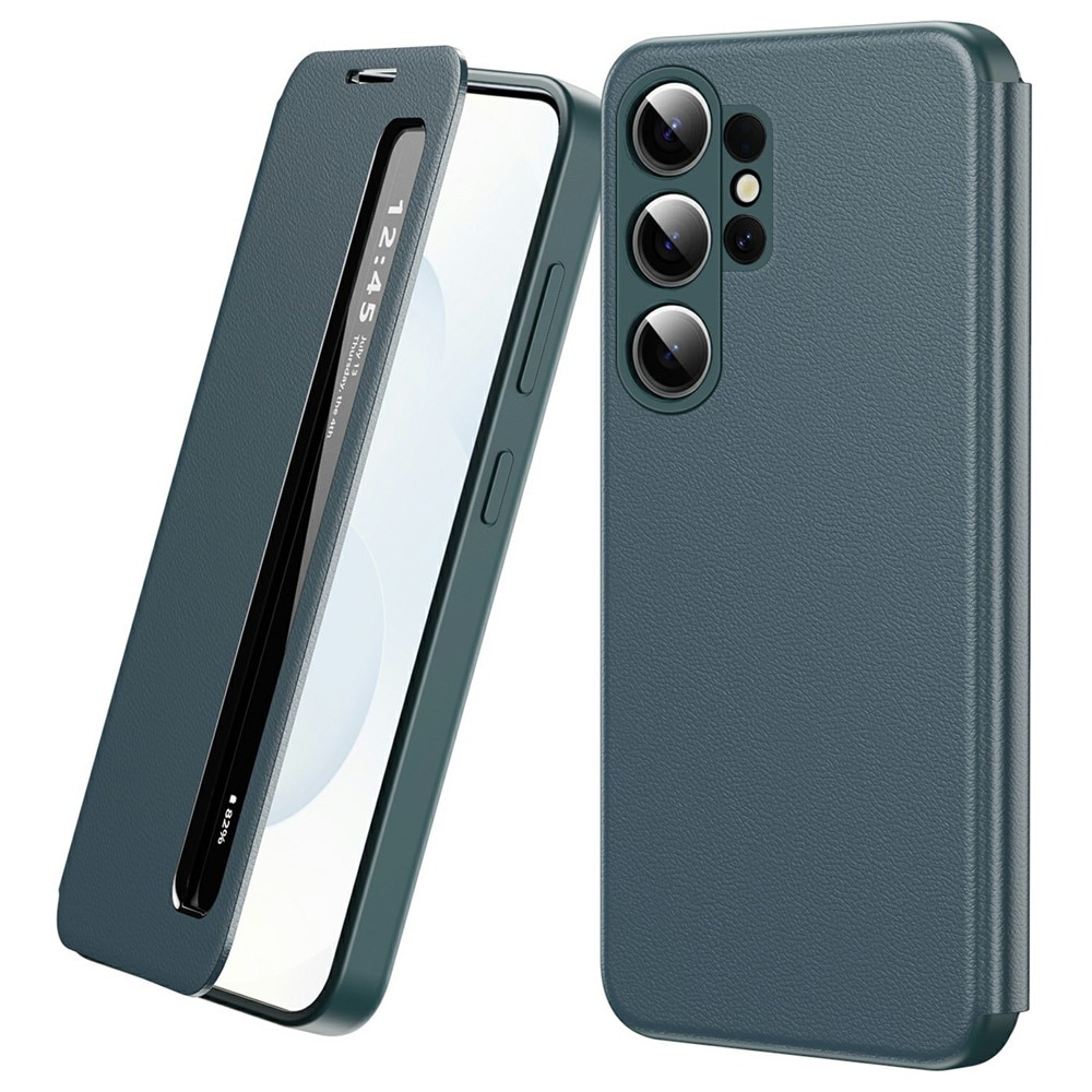 Husa pentru Samsung Galaxy S26 Ultra Smart View din piele, Raspuns apel fara deschidere, Protectie 360°, Inchidere Magnetica, Protectie Sporita, Verde