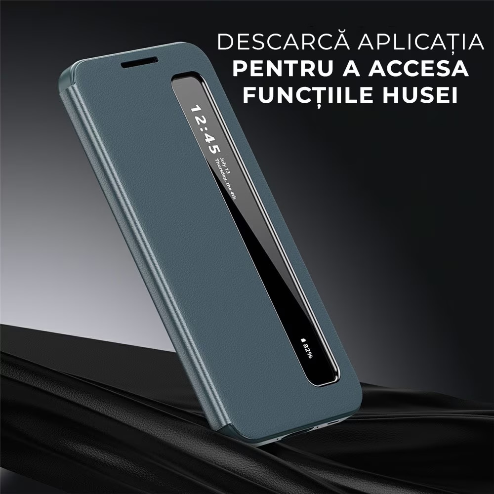 Husa pentru Samsung Galaxy S26 Ultra Smart View din piele, Raspuns apel fara deschidere, Protectie 360°, Inchidere Magnetica, Protectie Sporita, Verde