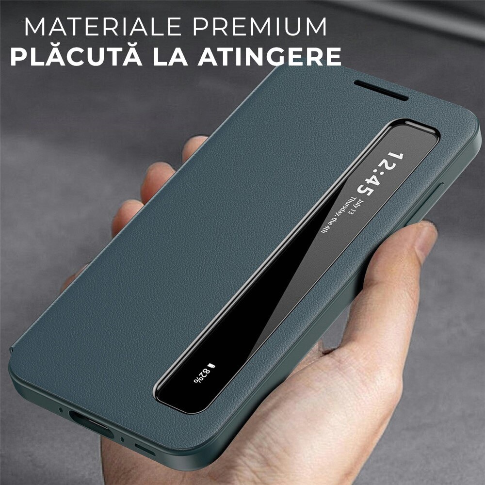 Husa pentru Samsung Galaxy S26 Ultra Smart View din piele, Raspuns apel fara deschidere, Protectie 360°, Inchidere Magnetica, Protectie Sporita, Verde