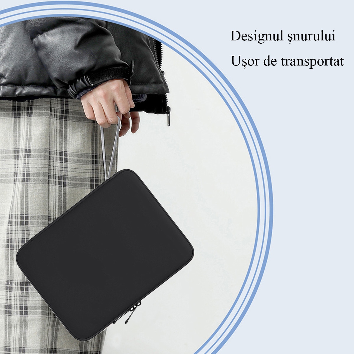 Husă de protecție pentru tabletă FooFoony, 10.9 inch, piele sintetică PU, compartimente multiple, negru