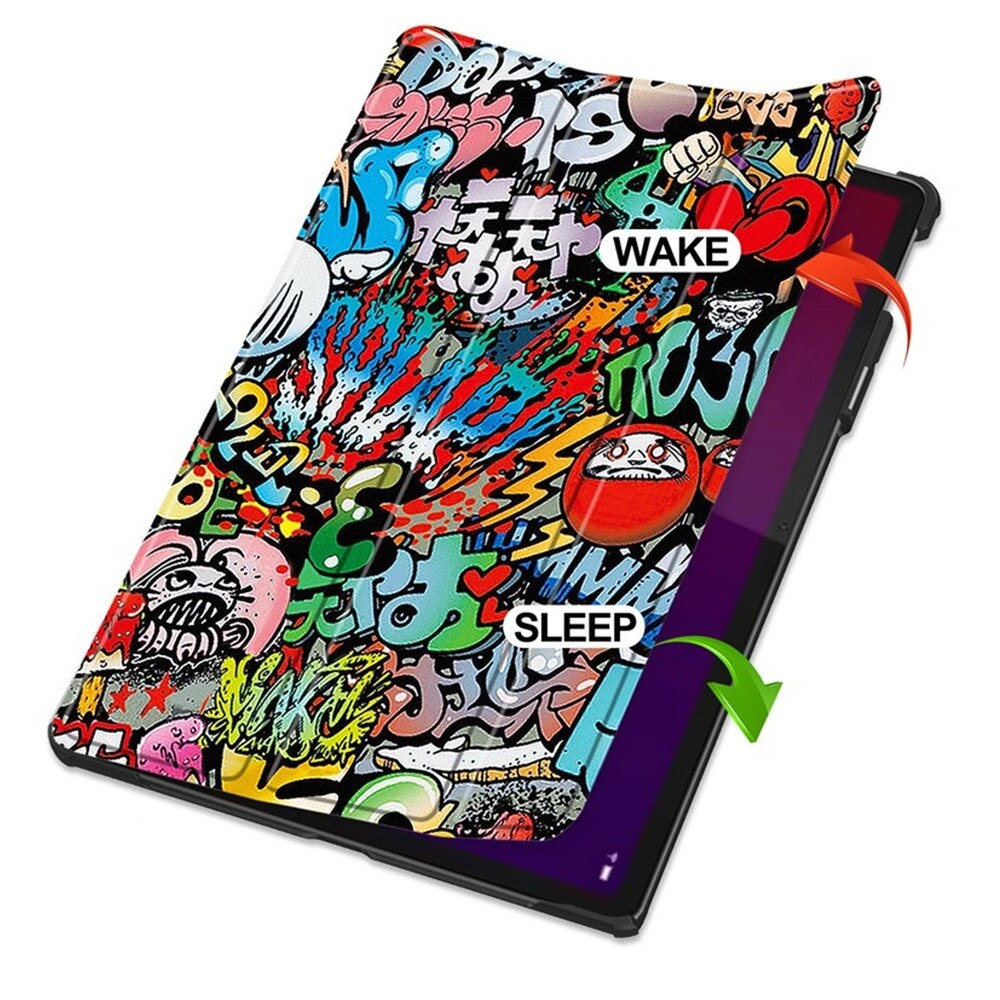 Husa tableta XGSM Lenovo Yoga Tab 11.1, Smartcase, graffiti, negru, 11.1"