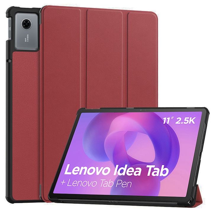 Husa pentru Lenovo Idea Tab 11 Lightweight Slim, tip stand, functie sleep/wake-up si inchidere magnetica, protectie 360 - bordeaux