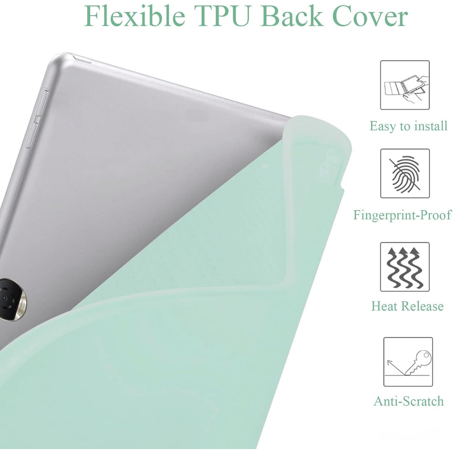 Husa Ultra Slim pentru OnePlus Pad 2 12.1", Silicon TPU, Smart Cover - Verde Menta
